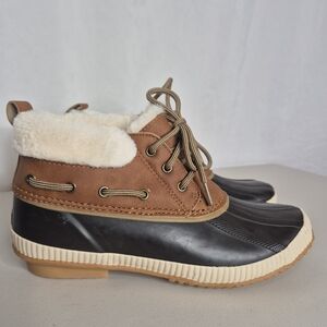 JSport by Jambu Mary Faux Leather/Fur Waterproof Duck Boots - Size 8